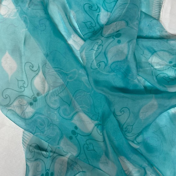 Aqua blue super light silk scarf - Picture 4 of 4